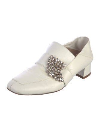 Stuart Weitzman Leather Crystal Embellishments Mules