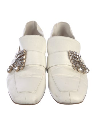 Stuart Weitzman Leather Crystal Embellishments Mules