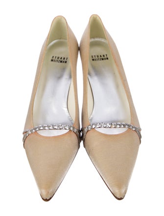 Stuart Weitzman Satin Crystal Embellishments Pumps
