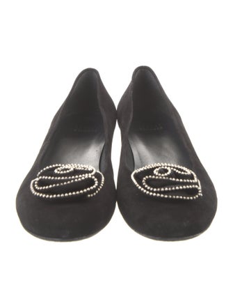 Stuart Weitzman Suede Beaded Accents Flats