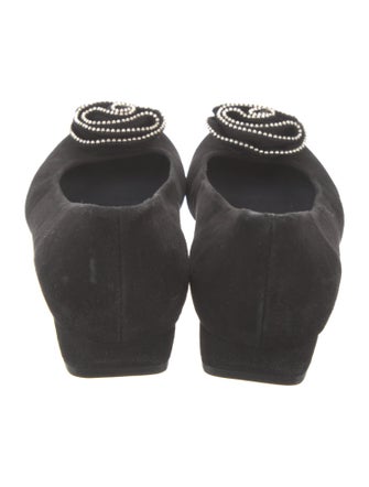 Stuart Weitzman Suede Beaded Accents Flats