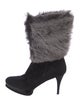 Stuart Weitzman Suede Faux Fur Trim Lace-Up Boots