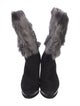 Stuart Weitzman Suede Faux Fur Trim Lace-Up Boots