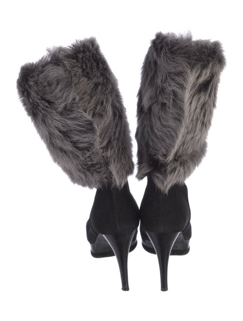 Stuart Weitzman Suede Faux Fur Trim Lace-Up Boots