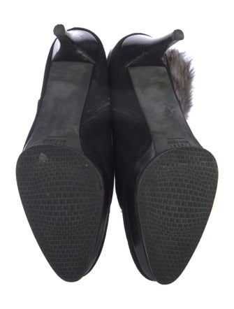 Stuart Weitzman Suede Faux Fur Trim Lace-Up Boots