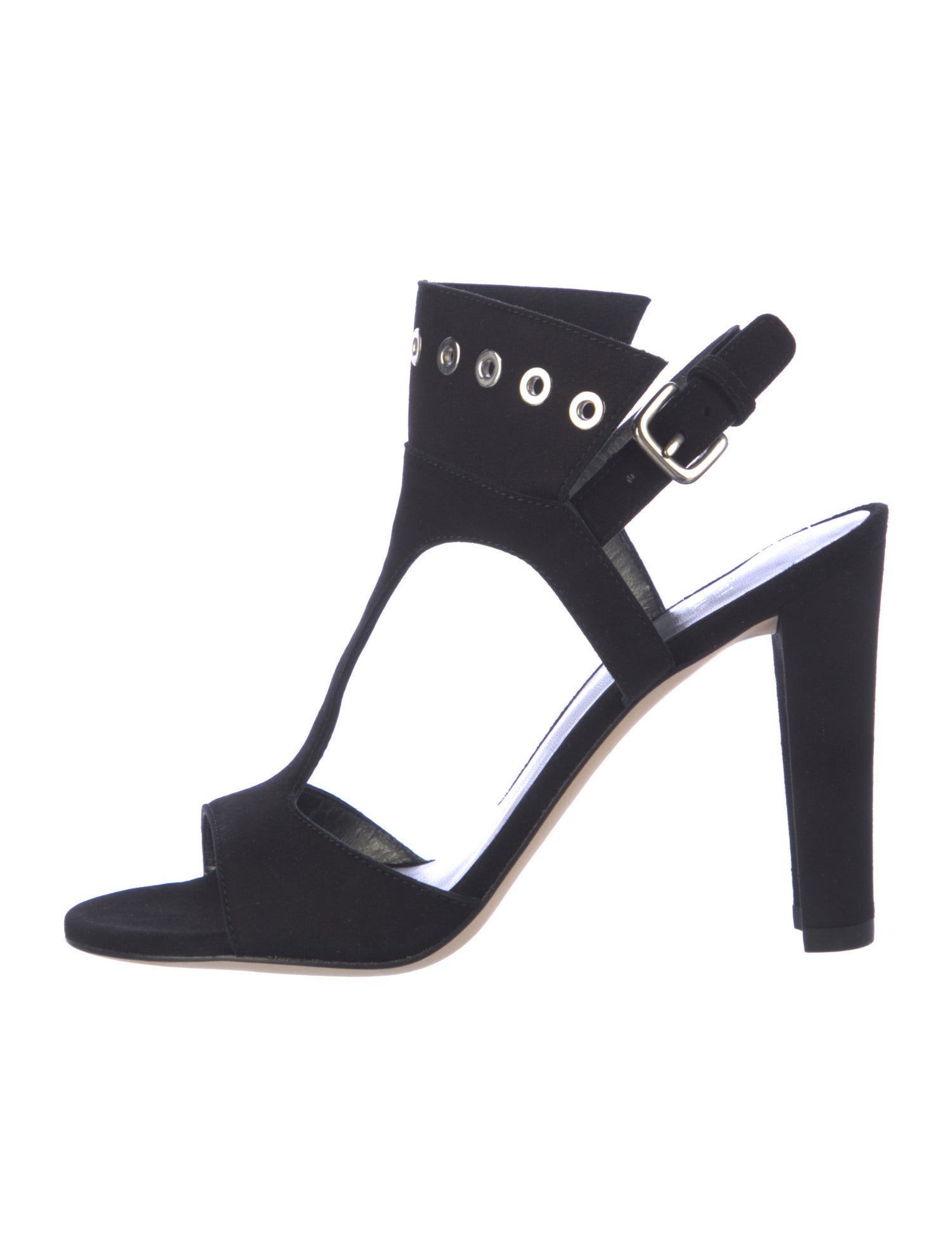 Stuart Weitzman Suede Studded Accents T-Strap Sandals