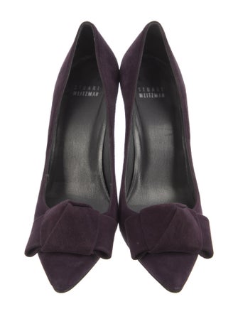 Stuart Weitzman Suede Bow Accents Pumps