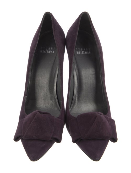 Stuart Weitzman Suede Bow Accents Pumps
