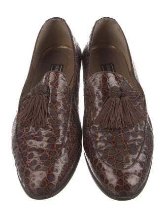 Stuart Weitzman Embossed Leather Loafers