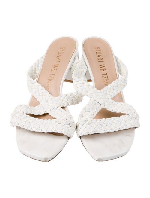 Stuart Weitzman Leather Braided Accents Slides