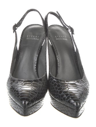 Stuart Weitzman Embossed Leather Slingback Pumps