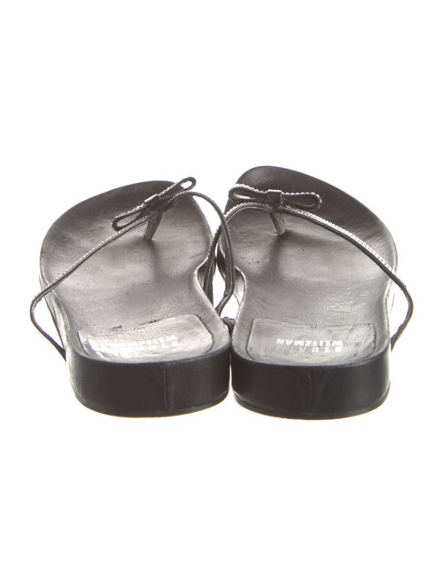 Stuart Weitzman Leather Bow Accents Slides