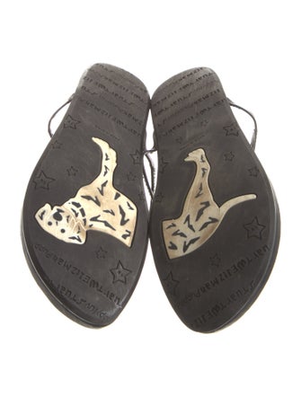 Stuart Weitzman Leather Bow Accents Slides