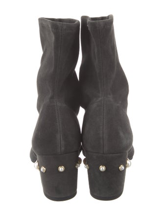 Stuart Weitzman Suede Studded Accents Sock Boots