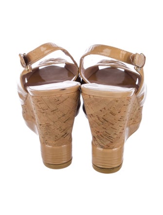 Stuart Weitzman Patent Leather Cutout Accent Slingback Pumps