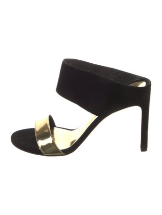 Stuart Weitzman Suede Cutout Accent Slides