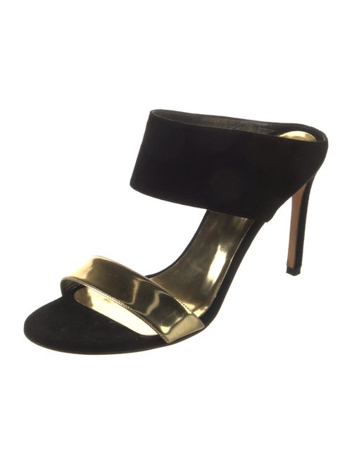 Stuart Weitzman Suede Cutout Accent Slides