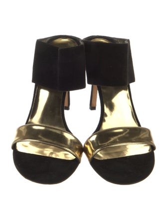 Stuart Weitzman Suede Cutout Accent Slides