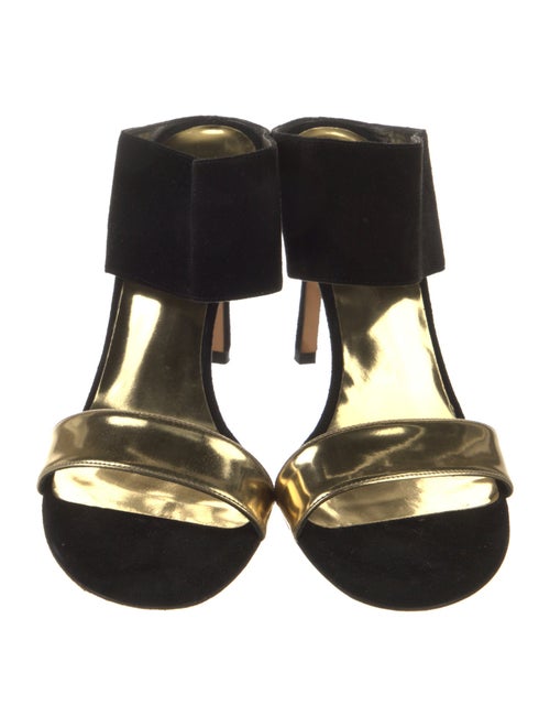 Stuart Weitzman Suede Cutout Accent Slides