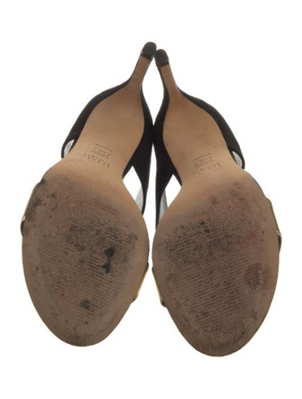 Stuart Weitzman Suede Cutout Accent Slides