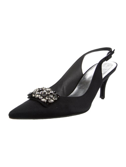 Stuart Weitzman Satin Crystal Embellishments Slingback Pumps