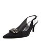 Stuart Weitzman Satin Crystal Embellishments Slingback Pumps