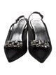 Stuart Weitzman Satin Crystal Embellishments Slingback Pumps