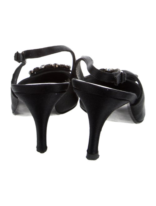 Stuart Weitzman Satin Crystal Embellishments Slingback Pumps