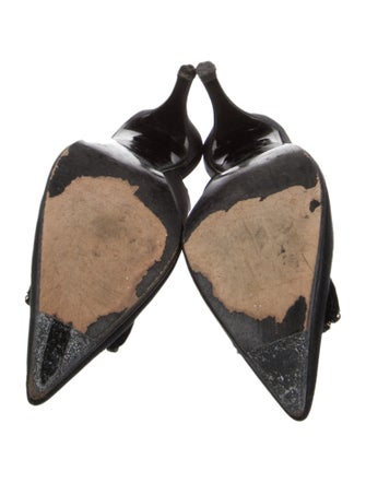 Stuart Weitzman Satin Crystal Embellishments Slingback Pumps