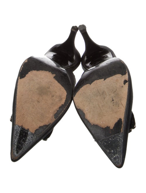 Stuart Weitzman Satin Crystal Embellishments Slingback Pumps