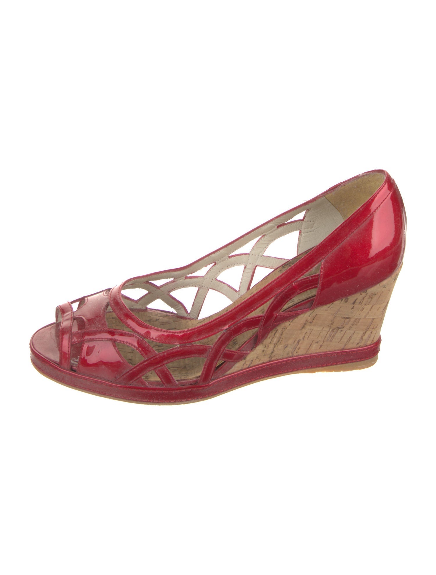 Stuart Weitzman Patent Leather Cutout Accent Pumps