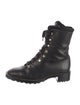 Stuart Weitzman Leather Chain-Link Accents Combat Boots