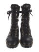 Stuart Weitzman Leather Chain-Link Accents Combat Boots