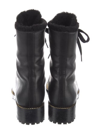 Stuart Weitzman Leather Chain-Link Accents Combat Boots
