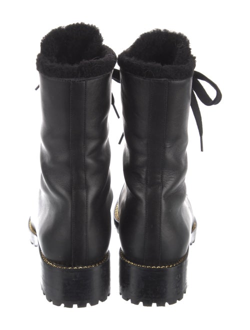 Stuart Weitzman Leather Chain-Link Accents Combat Boots
