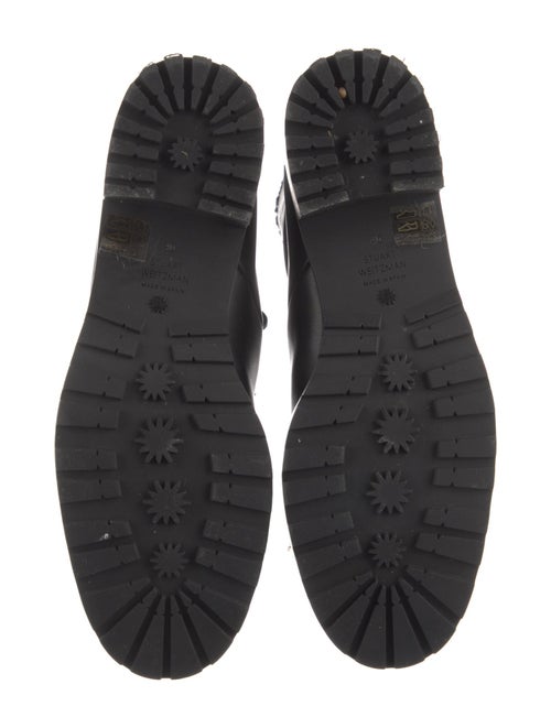 Stuart Weitzman Leather Chain-Link Accents Combat Boots