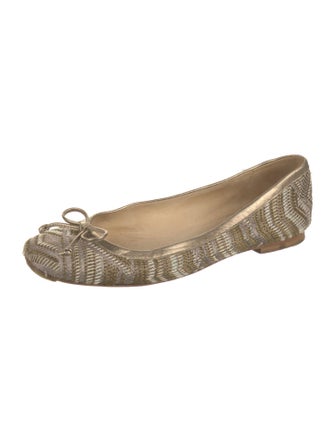 Stuart Weitzman Straw Patterned Ballet Flats