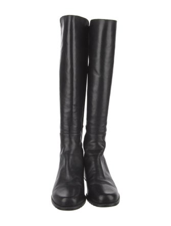 Stuart Weitzman Leather Studded Accents Riding Boots