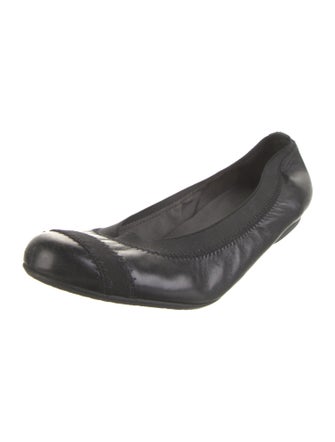 Stuart Weitzman Leather Grosgrain Trim Flats
