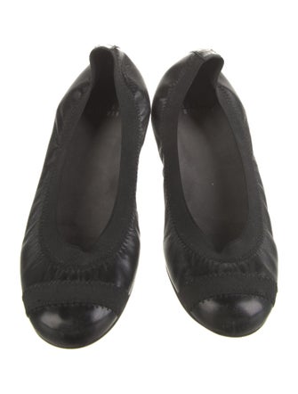 Stuart Weitzman Leather Grosgrain Trim Flats