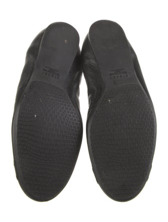 Stuart Weitzman Leather Grosgrain Trim Flats