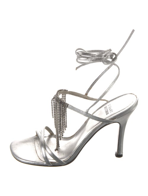 Stuart Weitzman Leather Crystal Embellishments Gladiator Sandals