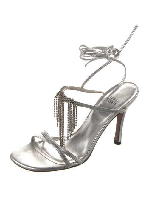 Stuart Weitzman Leather Crystal Embellishments Gladiator Sandals