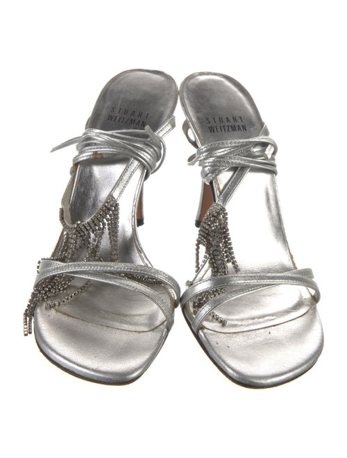 Stuart Weitzman Leather Crystal Embellishments Gladiator Sandals