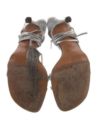 Stuart Weitzman Leather Crystal Embellishments Gladiator Sandals