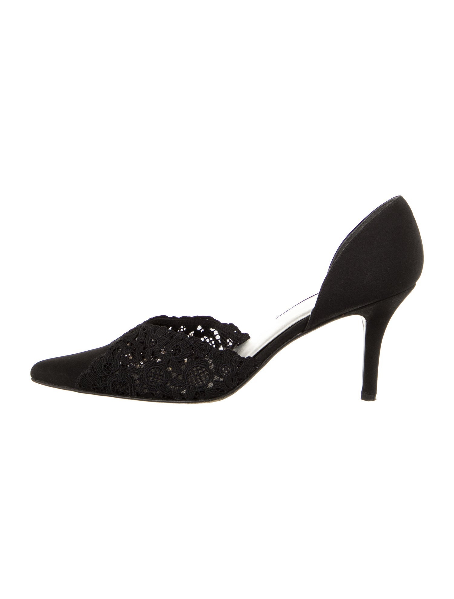 Stuart Weitzman Lace Trim Embellishment D'Orsay Pumps