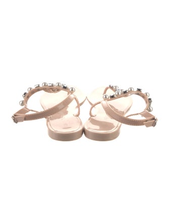 Stuart Weitzman Rubber Crystal Embellishments T-Strap Sandals