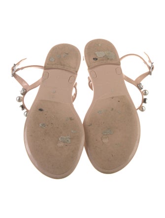 Stuart Weitzman Rubber Crystal Embellishments T-Strap Sandals