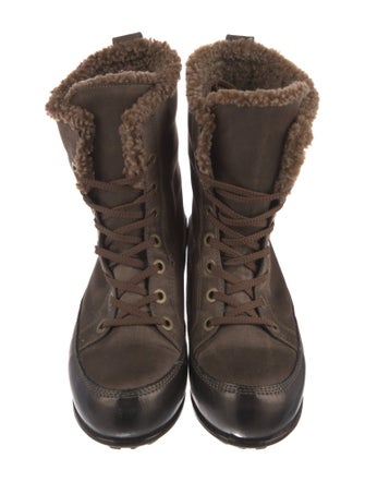 Stuart Weitzman Leather Lace-Up Boots