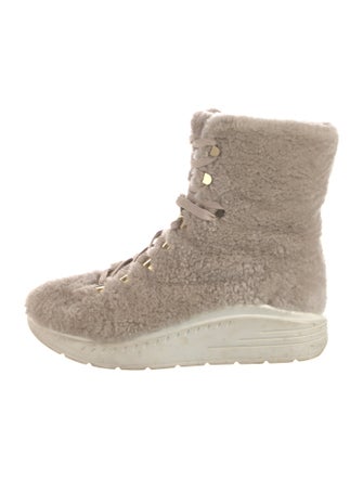 Stuart Weitzman Faux Fur Lace-Up Boots